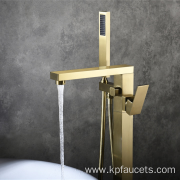 Brushed Gold Floor Freestanding Bathtub Faucet